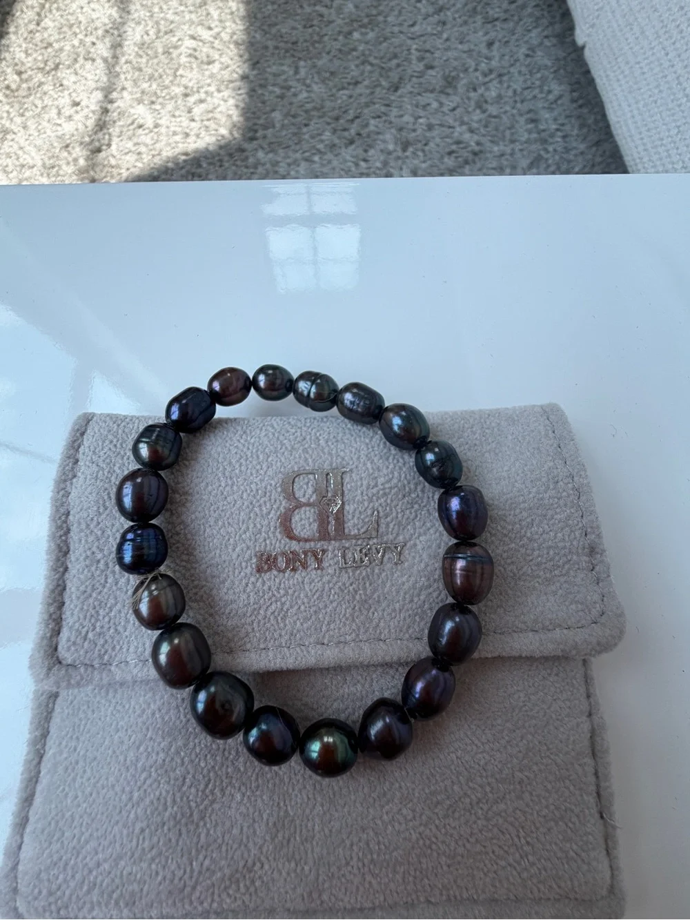 Black Pearl Beaded Stretch Bracelet - Women Jewelry